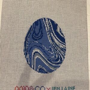 Jen Laine Needlepoint Marble Egg Canvas - blue and white